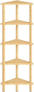 $36 HOOBRO Corner Shelf Stand, 5-Tier Bamboo Corner Bookshelf, Plant Display Shelf, Corner Bookcase, Multipurpose Shelving Unit for Small Space, Living Room, Easy Assembly, Natural YL20CJ01