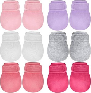 Newcotte 6 Pairs Newborn Baby Mittens No Scratch Baby Gloves