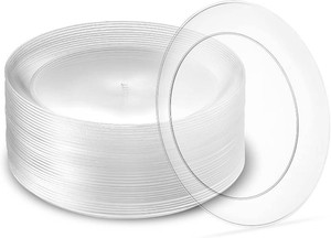 7 40 Pack 7 inch Premium Heavy Weight Crystal Clear Classy Disposable hard Plastic Salad plates (Pack of 2)