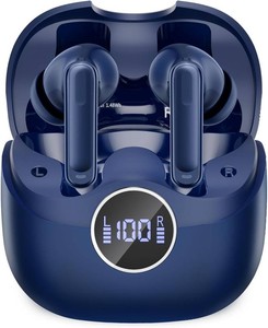 $50 xinwld Adaptive Hybrid Active Noise Canceling 2026 Wireless Earbuds, 6 Mics ENC Clear Call Ear Buds, Hi-Res Audio Deep Bass Bluetooth 5.4 Headphones, 40H Playtime, Wireless Charging, LED, USB-C, Blue