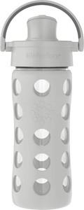 $20 Lifefactory 12oz Glass Water Bottle with Active Cap, Stone Gray