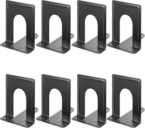 $33 MaxGear 8.5 in Extra Large Heavy Duty Book Ends, Black Metal Bookends