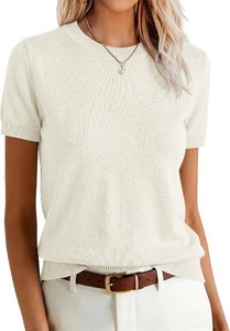 $25 ANRABESS Womens Short Sleeve Sweaters Wool Blend