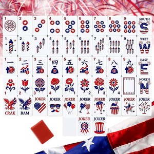 $114 Arrowbash 160 Pcs American Mahjong Tile Set USA Theme 1.2 in Melamine,Red