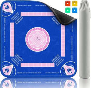 $25 Mahjong Mat, 32.4x32.4 Inch Water-Resistant Mah jongg Mat for Table with Carrying Bag & Dices, Noise Reduction Mah Jong Mat for Mahjong, Poker, Card, Dominoes, Board Games