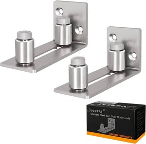 $29 JUGREAT Stainless Steel Sliding Door Guides Floor Mount, Adjustable Roller Wall Mounted Floor Guide for Door Thick Up to 2 18 Inches, Flush Bottom Design (2 Pack)