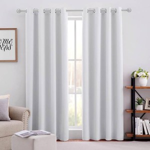 $24 HOMEIDEAS Greyish White Blackout Curtains for Bedroom 52 X 84 Inch Long 2 Panels Set Room Darkening CurtainsDrapes, Soundproof Thermal Grommet Window Curtains for Living Room
