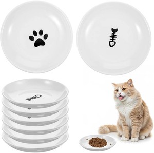 $20 6 Pack Ceramic Cat Food Bowls, Pet Food Bowls, 5.9-Inch Shallow Wide Mouth Cat Food Dishes for Feeding Kittens and Adult Cats Easy to Clean, Suitable for IndoorOutdoor