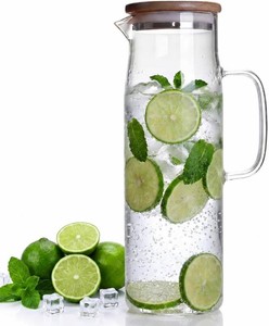 Glass Pitcher with Lid Glass Water Carafe with Handle, Fridge Water Jug Cold or Hot Beverages, Iced Tea, Milk, Juice 1500ml51oz &