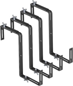 $21 Adjustable Planter Box Brackets,Enhanced Bottom Support,Universal Outdoor Hanging Brackets,Flower Box Brackets for Fence Railings, Windowsill, Patio, Garden,Balcony. (Black)