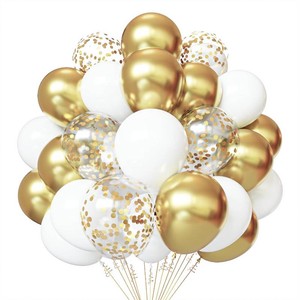PATYDECRO White and Gold Balloons 50pcs 12 Inch