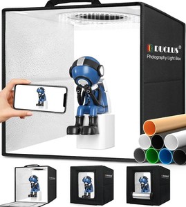 $37 Light Box Photography, 12x12 Photo Booth Box with 120 LED Lights Dimmable & CRI 95, Portable Lightbox with 8 Backdrops for Mini Product Photography Jewelry, Cards, Watches