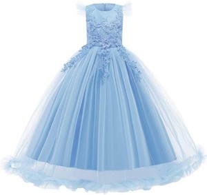 $39 Flower Girls Maxi Dress Bridesmaid Wedding Pageant Party Princess Communion Floral Boho Vintage Lace Dance Gown ( 9-10 years )