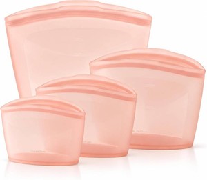 $47 Blue Ginkgo Silicone Food Storage Bags, 4-Pack, Reusable, Made in Korea