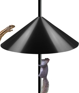 $30 19 Inch Wide Squirrel Baffle for Bird Feeder Pole, Outside Pole Mount Stopper & Bird House Guard for Outdoor Shepherds Hook, Black, 1 Pack