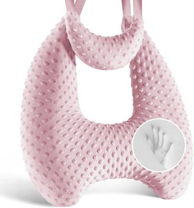 $20 Memory Foam Kids Travel Pillow, Car Pillow for Kids, Velvet Dots, Pink