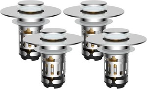 $38 Hibbent 4 PCS Upgraded 3 in 1 Bathroom Sink Drain Strainer, Pop Up Stopper