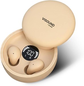 $59 Air Skin Tones Low Profile Earbuds for Small Ears - Wireless Bluetooth 5.4, Skin-Matching Mini Stemless Ear Buds, IPX5 Water Resistant, Built-in Microphone (Light Bisque)