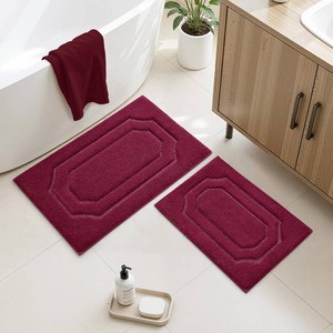 $29 HOMEIDEAS Bathroom Rugs Sets 2 Piece Burgundy Red 16  2420  32