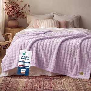 $42 Bedsure Cloud Bubble Fleece Queen Blanket for Bed, Light Purple, 90 90