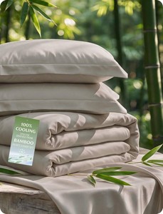 $80 Bedsure PureWoven 100% Viscose Derived from Bamboo Duvet Cover Set, King
