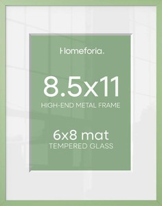 $24 Homeforia 8.5x11 Green Picture Frame, High-End Metal, 6x8 Mat, Glass