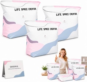 $23 No Pump Vacuum Storage Bags for Bedding 3D Compression Jumbo Press and Seal for Clothes and Blankets Large Capacity Thickened Stereoscopic Saving Space 2026 New 3pc (Medium)