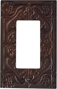 $20 Vintage Antique Bronze Baroque Decorative Outlet Cover Rust Brown 3D Floral Carvings 1 Gang Rocker Light Switch Cover Plate Single Decora Light Switch Cover Wall Plate Faceplate Home Decor