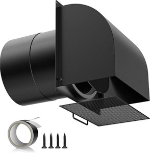 $60 Upgraded Hon&Guan 6 Inch Hooded Wall Vent with Magnetic Seal Flap and Removable Mesh, Arc-Shaped 6 Exhaust Vent Cover Cap for Kitchen Range HoodDryerBathroom Exhaust(Galvanized Steel, Black)