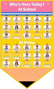$20 MotiMind Pencil Attendance Chart for Classroom with 54 Cards 2 Hooks