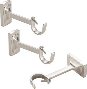 $21 3 Pieces Heavy Duty Adjustable Curtain Rod Brackets, Hardware Curtain Rod Holders, Brushed Nickel Curtain Rod Hooks for Wall