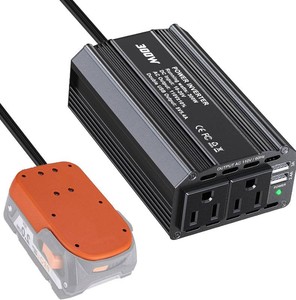 $36 300W Power Inverter for Ridgid 18V Li-ion Battery DC 18V to AC 110V 120V Battery Inverter Portable Power Station Generator with 2 AC Outlet & 2 USB Ports for Car