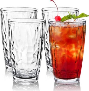 $25 Topsky 16oz Plastic Tumblers Drinking Glasses Set of 4, Clear Acrylic Drinking Cups Wine Glasses Beverage Cups for Daily Use, Poolside, Outdoor&Indoor - Stackable, Dishwasher Safe, Easy to Clean