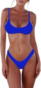 $35 SherryDC Womens Solid Scoop Neck Push Up Padded Brazilian Thong Bikini Swimsuit Bathing Suit (missing the bottoms) (small)