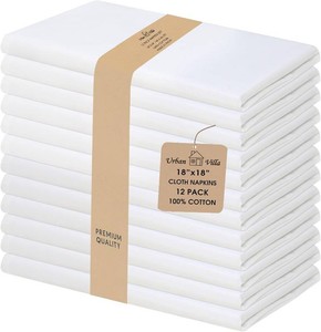 $22 Urban Villa Cloth Napkins White Dinner Napkins Set of 12 (18X18) 100% Cotton Absorbent Washable Durable Reusable Ideal for Hotel Collection Farmhouse Parties Restaurant Lunch Dinner Napkins