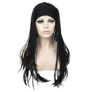 $30 Aimole Long Braided Wigs Crochet Hair Fully Hand Tied Twist Braided With Headband Half Wig(1-Black)