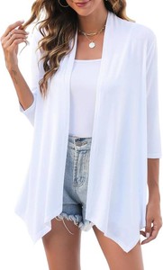 Womens 34 Sleeve Cardigan Lightweight Draped Open Front Cardigans (XL)