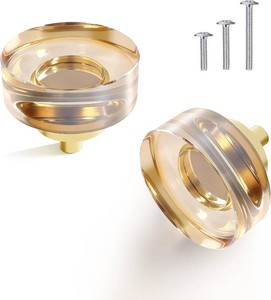 $29 1.38 Inch Champagne Bronze Round Crystal Cabinet Knobs, 8 Pack