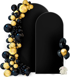 $30 Hemmotop Stretchy Arch Backdrop Cover, Black, 7.2ft, 6ft, Set of 2