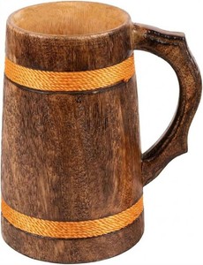 $28 GoCraft Handmade Wooden Beer Mug  Camping Travel Outdoor Mugs for Men  Tea Coffee Cup with Handle  Craft Tankard Drinking Stein