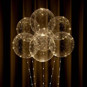 8pc LED Light up Party Balloons with Batteries, Warm White Lights with Clear Bobo Balloons for Helium or Air, Home Decor Wedding Birthday