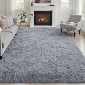 $30 Area Rug Living Room Bedroom 4x6 Fluffy Plush Shag Carpet Gray