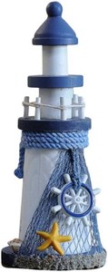 Cabilock 7.5 Inch Lighthouse Decor, Blue Nautical Tabletop Ornament, Coastal Shelf Decor for Beach House, Bathroom, Living Room, Office and Ocean Theme Room