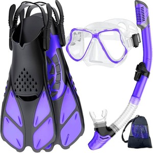 $36 Snorkeling Gear for Adults, Panoramic Mask Anti-Fog & Dry Snorkel