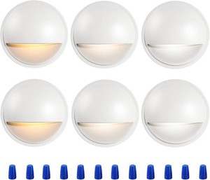 $57 CLOUDY BAY 6 Pack 3CCT Low Voltage LED Deck Lights Outdoor,2700K3500K5000K Selectable,Landscape Step Stair Railing Fence Light Wired,3W,12V-24V ACDC Deck Lighting Fixtures,White