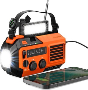 $40 FosPower NOAA Emergency Weather Radio A6 19240mWh Solar Hand Crank (Orange)