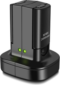 TNP Rechargeable Battery Pack for Xbox 360, 2-Pack with Dual Dock, Black