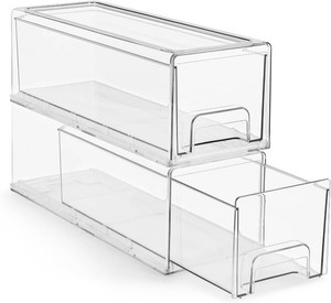 $40 Sorbus Clear Stackable Storage Drawers with Handles (Small Wide, 2 Pack)