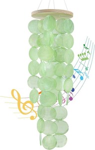 $22 Wind Chimes for Outside, Handcrafted Green Capiz Shells Windchime