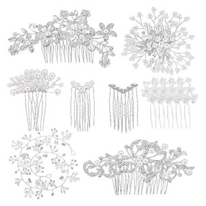 Maitys 44 Pcs Bride Hair Accessories Pearl Crystal Combs,Classic Style